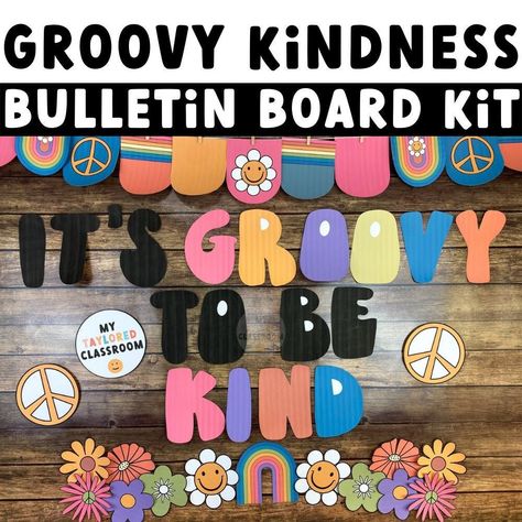 Thanks for the great review Marina M. ★★★★★! https://etsy.me/3R159Gk #etsy #retro #retrobulletinboard #groovybulletin #kindness #kindnessbulletin #kindnessboard #kindnessmonthj #bulletinboard #kindnessposter Kindness Door, Kindness Month, Tk Classroom, Classroom 2023, Rainbow Bulletin Boards, Kindness Bulletin Board, Retro Classroom, Cool Vibes, Classroom Decor Themes