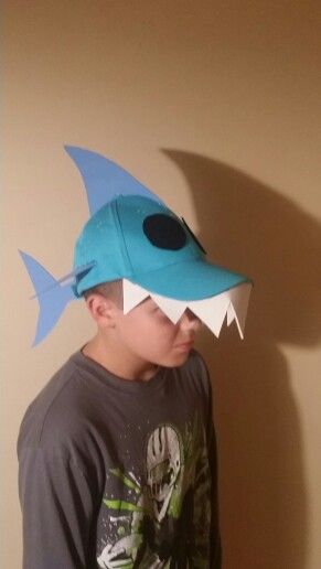 Shark hat for crazy hat day. Shark Hats, Crazy Hat, Shark Hat, Hats For Kids, Shark Costumes, Mad Hat, Crazy Hat Day, Silly Hats, Red Ribbon Week