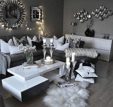 Lux House, Black And White Living Room, Small Living Room Decor, White Living, Living Room Decor Cozy, White Living Room, Lounge Decor, Bed Ideas, Cozy Apartment