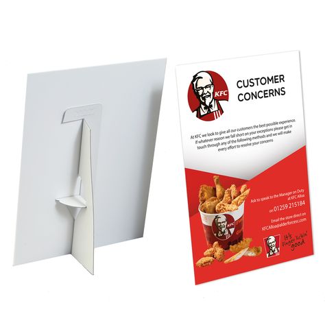 Show cards or strut cards https://www.weeprint.co.uk/show-cards/ prices from £10! #womaninbiz  #kfc #fastfood #chicken #restaurant #deepfriedmemes  #display #desktop #marketing #promotion #popup #showcard #strutcard #weeprint #printing #printers #freedelivery #graphicdesign Showcard Design, Homework Hacks, Chicken Restaurant, Brochure Holder, Marketing Case Study, Nursing Diagnosis, Essay Tips, Brochure Holders, Dissertation Writing