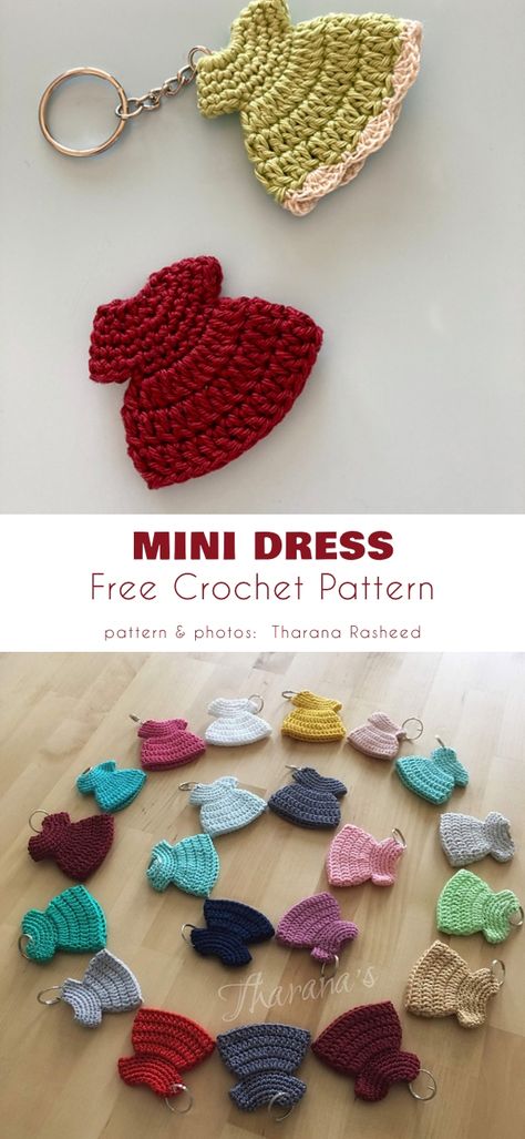 Mini Dress Keychain Free Crochet Patterns Your Crochet Crochet Keyring Free Pattern, Crochet Keychain Patterns, Crochet Key Chains, Crochet Keyring, Crochet Craft Fair, Keychain Patterns, Crochet Keychains, Keychain Pattern, Keychain Crochet