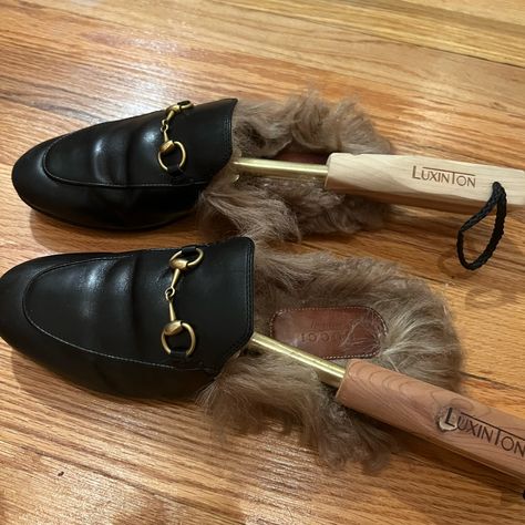 Gucci fur loafers