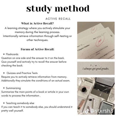 2357 Study Method, Academic Comeback, Active Recall, Studie Hacks, Study Method, School Study Ideas, Exam Study Tips, Best Study Tips, Study Tips For Students