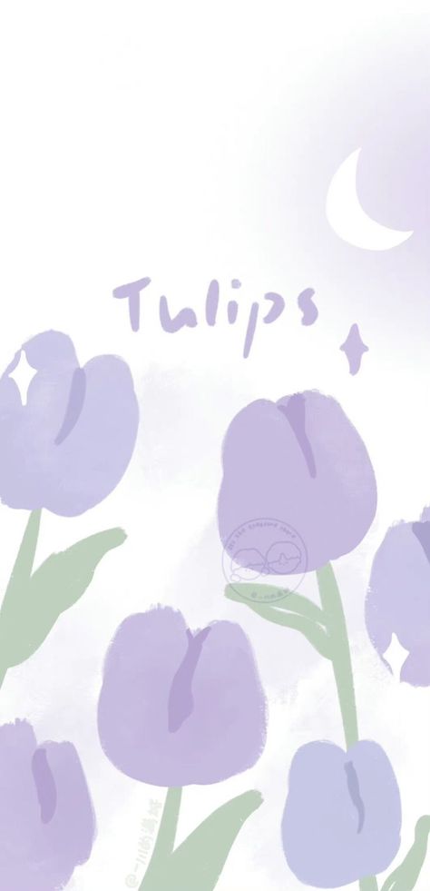 Violet Tulips Aesthetic, Cute Wallpapers Aesthetic Purple Flowers, Purple Flower Drawing Wallpaper, Purple Animated Wallpaper, Purple Wallpaper Tulips, Purple Green Aesthetic Wallpaper, Wallpers Aesthetic Purple, Purple Tulips Aesthetic Wallpaper, Tulip Aesthetic Wallpaper