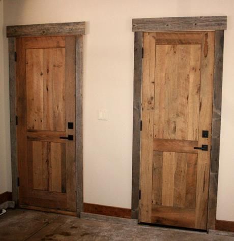 Barnwood and Reclaimed Doors | High Sierra Custom Door Barnwood Door Trim, Rustic Wood Door Frame, Rustic Bedroom Door, Interior Rustic Doors, Cabin Interior Doors, Rustic Door Trim, Cozy Porches, Cottage Entrance, Rustic Interior Doors