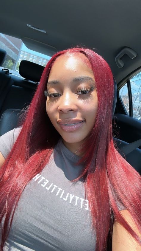 Burgundy Hair Dye, Quick Weave Hairstyles, Protective Hairstyles Braids, Burgundy Hair, Hair Ponytail Styles, Red Head, Ponytail Styles, Front Lace Wigs Human Hair, Baddie Hairstyles