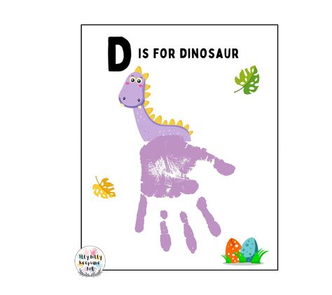 DIY Printable Letter D Handprint Craft Template Digital Print-it-out template Craft Perfect Activity for: -Teachers/Homeschooling -Parents -Daycares -Friends and Families ***Adorable letter artwork / craft. -Instant Download PDF File Available -Printable Craft ***Just paint and add kids handprints to make it a memorable craft : Keepsake #handprintcraft #footprintcraft #homeschooling #handandfootprint #teachercraft #diycraft #printable #letterdhandprint #letterdart D Is For Dinosaur, Handprint Template, Handprint Printable, Alphabet Crafts Preschool, Template Craft, Add Kids, Teacher Craft, Preschool Activities Toddler, Teacher Templates