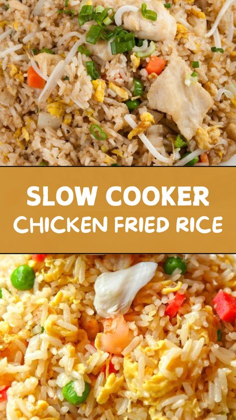 Slow Cooker Chicken Fried Rice Slow Cooker Chicken Fried Rice, Crock Pot Chicken Fried Rice, Chicken Jasmine Rice Recipes, Crockpot Chicken Fried Rice, Slow Cooker Fried Rice, Fried Rice Crock Pot, Crockpot Fried Rice, Slow Cooker Rice Recipes, Slow Cooker Chicken And Rice