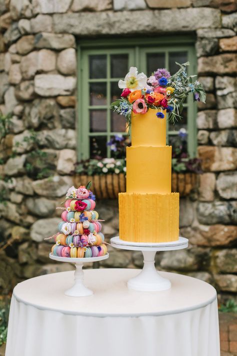 Bold Wedding Cake, Bright Wildflower Wedding, Colorful Garden Wedding, Layered Table, Pressed Florals, Walton House, Colorful Wedding Cakes, Lantern Decor Wedding, Bright Wedding Colors