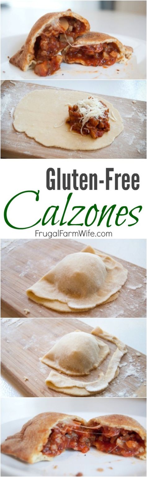 Making Gluten-Free Calzones is so much easier than I ever thought! No yeast, just mix, roll, fill, and bake! Glutenfri Baking, Gluten Free Dinners, Gluten Free Main Dishes, Food Gluten Free, Gluten Free Breads, Gluten Free Meals, Homemade Gluten Free, Gluten Free Living, Gluten Free Pizza