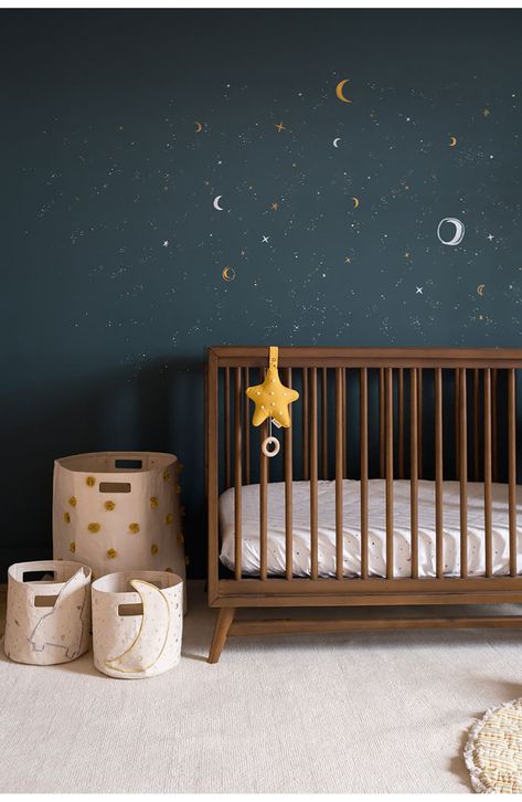 Your little one will sleep peacefully amongst the stars with this celestial print crib sheet crafted from supersoft organic cotton to keep baby comfy. 52" x 28" x 8" 100% organic cotton Machine wash, tumble dry Imported Kids' Wear Star Themed Nursery, Night Nursery, Dream Cream, Baby Room Themes, Space Themed Nursery, Baby Crib Sheets, Stay Soft, Nursery Room Design, Baby Room Inspiration