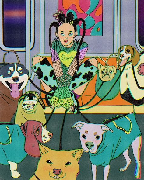 Sunny Wu, New York Subway, United Kingdom, Art Design, Digital Prints, New York, Dogs, Art, Design