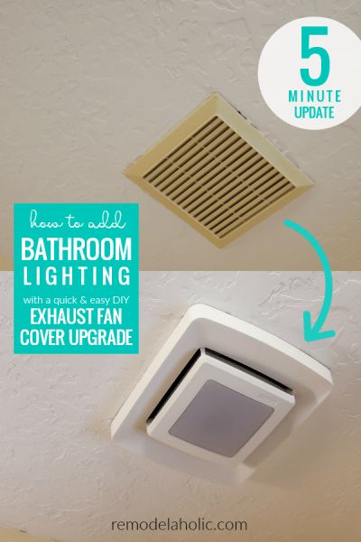 How To Update And Replace A Bathroom Exhaust Fan Cover To Add Lighting To Bathroom #remodelaholic Diy Exhaust Fan, Bathroom Exhaust Fan Ideas, Bathroom Exhaust Fan Cover, Bathroom Fan Cover, Exhaust Fan Cover, Easy Bathroom Updates, Bathroom Vent Fan, Bathroom Vent, Ceiling Exhaust Fan