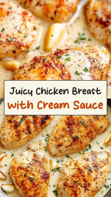 Indulge in the rich and savory flavors of tender chicken breast with creamy, velvety sauce. This elegant dish is perfect for a special dinner or a cozy night in. The succulent chicken pairs beautifully with the decadent cream sauce, creating a symphony of taste that will leave your taste buds singing. Treat yourself to this delicious meal that is sure to impress your family and friends. Chicken In Heavy Cream Sauce, Chicken In Creamy Sauce, Chicken In A Cream Sauce, Easy Cream Sauce For Chicken, Chicken And Cream Sauce, Chicken With Pan Sauce, Chicken In Cream Sauce Recipes, Sautéed Chicken Breast, Chicken With Sauce Recipes