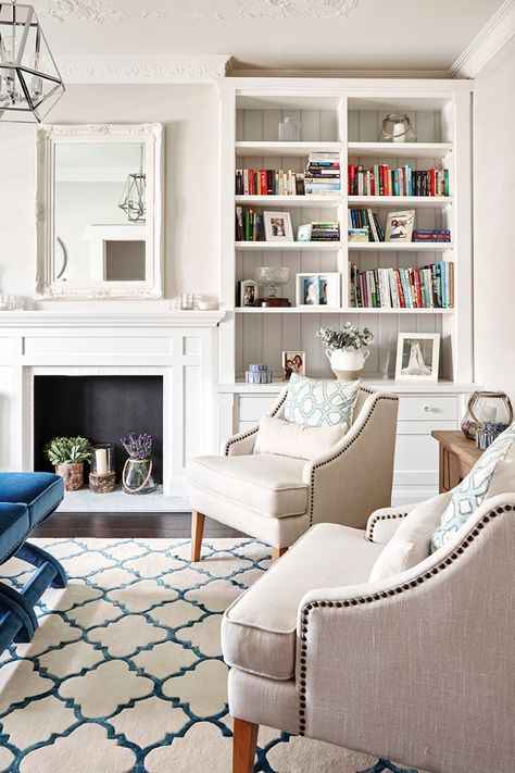 Bookcase cabinets either side of this custom designed and made fireplace surround create a very cosy feel in this gorgeous sitting room. Makes you want to just sit✔️💞 #provincialkitchens #design #fireplace #study #interiordesign #bookshelf #books Bookshelves Around Fireplace, Room With Bookshelves, Renovation Mood Board, Fireplace Bookcase, Built In Around Fireplace, Design Fireplace, Fireplace Bookshelves, Cape Cod Home, Formal Lounge