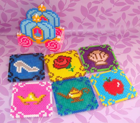 Perler Beads Coasters, Perler Coasters, Hama Disney, Perler Beads Ideas, Perler Creations, Melty Bead Patterns, Fuse Bead Patterns, Art Perle, Hama Beads Design