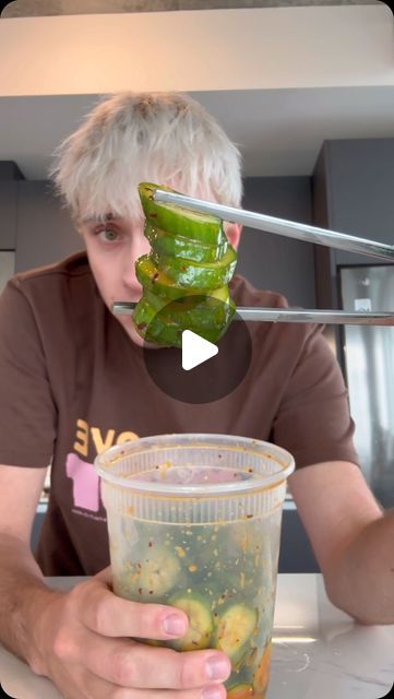 Logan🪵 on Instagram: "Trying a new kind of cucumber" Avocado Cucumber Recipes, Cucumber Spritzer, Logan Cucumber, Logan’s Cucumbers Recipe, Logan Cucumber Recipes, Cucumber Snack Recipes, Cucumber Vegetable, Chili Sauce Recipe, Quick Salads