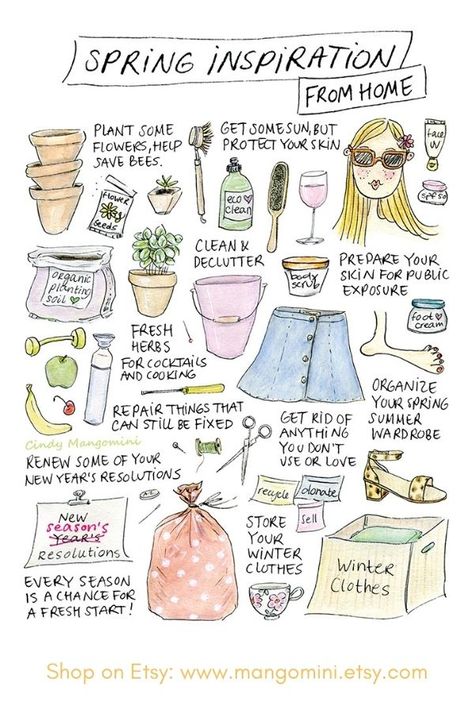 Hand drawn happy spring inspiration. Suggestions of things to do and plans to enjoy spring to the fullest. Illustration by Cindy Mangomini. Spring Sketches Drawings, Spring Inspo, Spring Fun, Spring Mood, First Day Of Spring, Spring Activities, Spring Aesthetic, Happy Spring, Spring Has Sprung