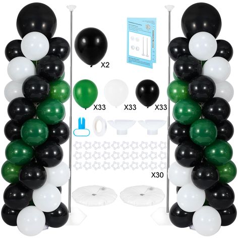 PRICES MAY VARY. 🎁101Pcs Balloons Included- Lanboon balloon column stand packed in a comprehensive box that included everything you need even 101pcs BALLOONS. The balloon stand kit: stainless steel telescopic rod x 2, base x 2, top cup x 2, water bag x 2, balloon clip x 30, knotter x 1, 10 meters ribbon x 1, user guide x 1. The balloons list: 10” dark green x 33, 10” black x 33, 10” white x 33, 18” black x 2, so you don’t need to spend extra time to buy any balloons. 🎀Balloon Column Kit Set of Balloon Tower Stand, Bayou Party, Balloon Column Stand, Balloon Pillars, 2 Balloon, Balloon Top, 30th Birthday Themes, Balloon Stand, Balloon Tower