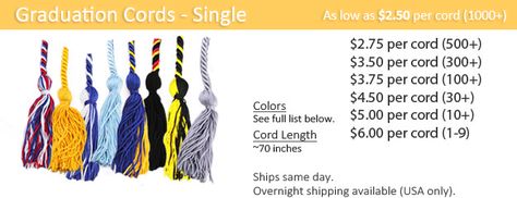 Graduation Honor Cords - Single | Honors Graduation Graduation Cords Meaning, Honors Graduation, Graduation Cords, Cord Ties, Eagle Scout, College Graduation, Boy Scouts, Meant To Be