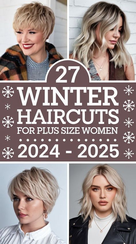 For plus size women, a short pixie or bob is one of the top winter haircuts for 2024 - 2025. These short hairstyles are easy to style and perfect for round faces. Adding layers or waves helps balance the proportions of a round face, making it appear more elongated. For women over 50, this look offers a youthful, chic style that's perfect for any occasion. Round Face Thinning Haircuts, Choppy Bob For Round Faces, Cute Haircuts For Plus Size Women, Short Hairstyles With Layers Medium, Haircuts For Full Faces Over 50, Low Maintenance Haircut For Thick Hair Round Faces, Medium Bob Round Face, Hairstyles For Rounded Faces, Fine Hair Haircuts Round Face