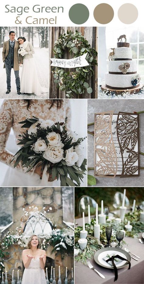 sage green and camel brown winter wedding inpiration ideas Winter Wedding Color Palette, Winter Wedding Colors, December Wedding, Wedding Palette, Winter Wedding Inspiration, Winter Wonderland Wedding, Wedding Theme Colors, Wedding Color Palette, Wonderland Wedding