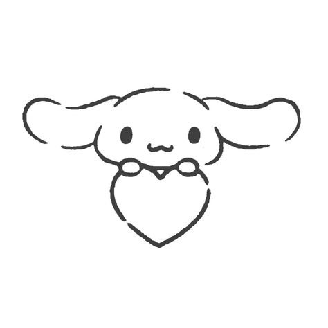 Sanrio Outline Drawing, Sanrio Simple Drawing, Cinnamoroll Drawing Easy, Cinnamonroll Drawings, Cute Drawings Cinnamoroll, Cinamonroll Drawing, Sanrio Stencil, Sanrio Line Art, Cinnamoroll Tattoo Ideas