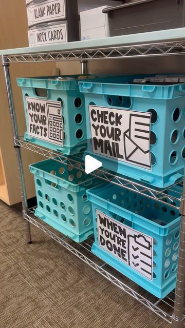 Elizabeth Ingram on Instagram: "My organization this past year relied pretty heavily on these crates that I’ve had for years. I used one as a mailbox, one to hold early-finisher activities, and one to hold fact fluency practice/quizzes. 

This is one of those systems that I will probably use each year. It’s super simple, and it keeps all the papers in one area. 

A few questions that I get often are:

Where did I get the crates? Walmart and Target (years ago though)

Where did I get the labels? I made them (link in the bio). The fact fluency labels are in a separate resource though. 

What do I keep in the early-finisher crate? Anything that I can get my hands on that will engage my students for independent or partner work. Worksheets, puzzles, games, task cards…the list goes on. 

Like I 5th Grade Math Exit Tickets, Fluency Practice, Partner Work, Early Finishers Activities, Fact Fluency, Early Finishers, Index Cards, Task Cards, Hold On