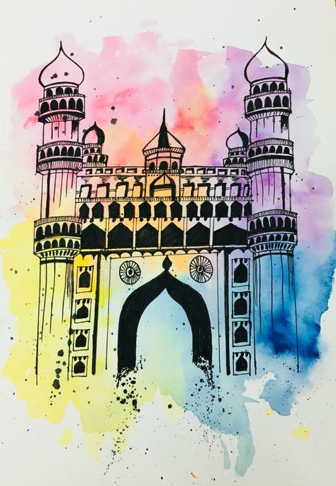 Charminar Charminar Mandala Art, Charminar Painting, Charminar Background, Charminar Sketch, Charminar Drawing, Chandrayaan 3 Drawing, Trisha Drawing, Heritage Paint, Historical Drawings