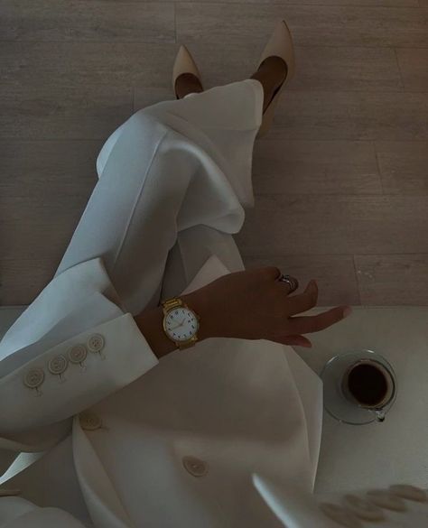 A Woman, Coffee, Gold, White