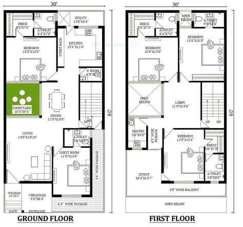 40×60 House Plans, North Facing House Plan, Residential Plan, Drawing House Plans, South Facing House, Budget House Plans, West Facing House, North Facing House, Duplex Floor Plans