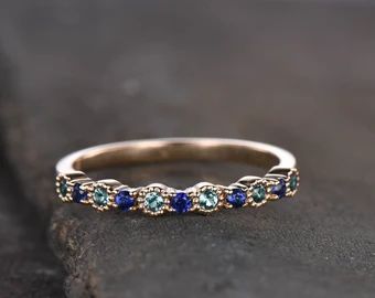 June Birthstone Ring, Ring Rosegold, Sapphire Wedding Band, Stackable Jewelry, Alexandrite Ring, Sapphire Wedding, Jewelry Wedding Rings, Eternity Band Ring, Half Eternity Ring