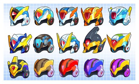 Types Of Helmets, Mega Man Concept Art, Space Helmet Concept Art, Samus Helmet, Mega Man Helmet, Mecha Tanks, Mega Man Art, Megaman X, Hero Time