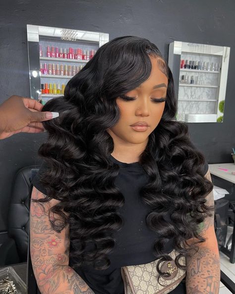 Hair Glamour, Frontal Wig Hairstyles, Ponytail Hairstyles Easy, Black Ponytail Hairstyles, Loose Waves Hair, Quick Weave Hairstyles, Frontal Hairstyles, Instagram B, Front Lace Wigs Human Hair