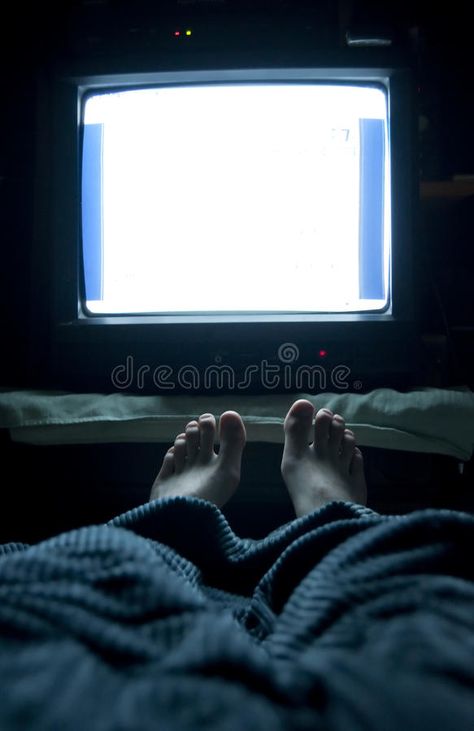 TV In Bed. Person watches TV at night in his bed with his feet sticking up out o , #AFF, #watches, #night, #bed, #TV, #Bed #ad Person Watching Tv, Watch Tv In Bed, Tv At Night, Night Bed, Bed Tv, Apartment Lighting, I Cannot Sleep, Tv Bed, Bed Picture