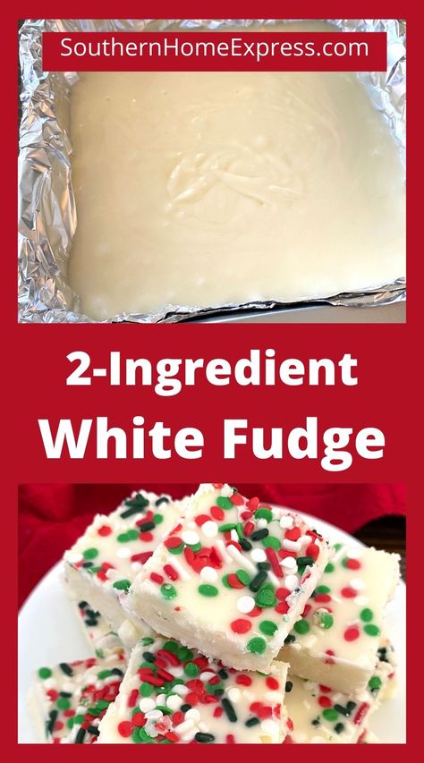 White Fudge, Easy Fudge Recipe, 2 Ingredient Fudge, Holiday Fudge, Easy Fudge, Crockpot Candy, White Chocolate Fudge, Fudge Ingredients, Christmas Fudge