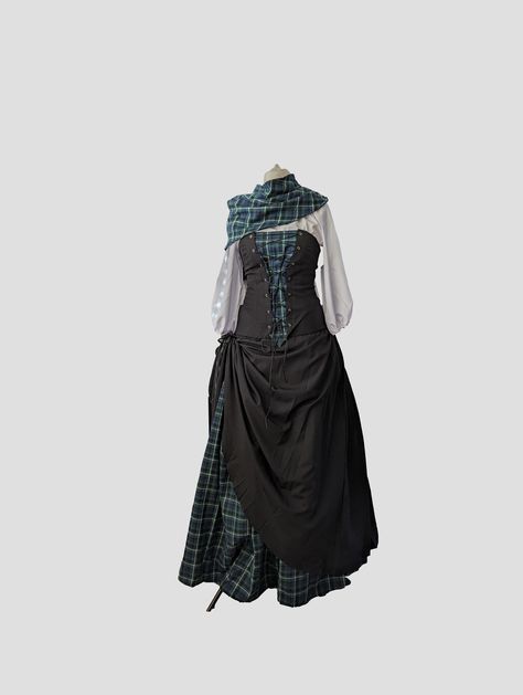 Outlander dress, Scottish highlands dress, plaid Georgian Dress, Scottish highlands 18th century, poldark, Highlander costume by TwirlingDresses on Etsy Traditional Scottish Dress For Women, Scotish Clothes Traditional Women, Scottish Dress For Women, Scottish Traditional Dress, Traditional Scottish Dress, Outlander Dress, Steam Punk Halloween, 18th Century Womens Fashion, Georgian Dress