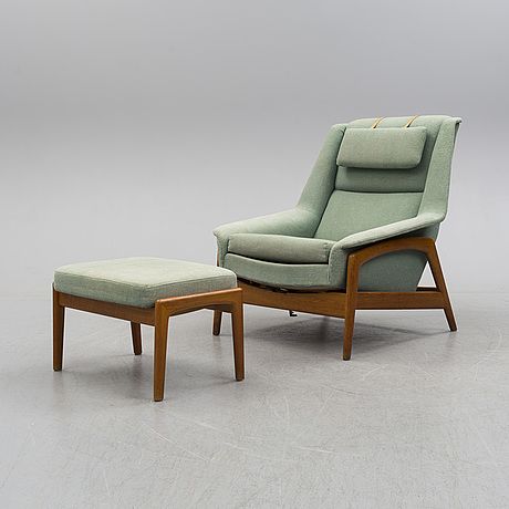 A 'Profil' easy chair and foot stool by Folke Ohlsson for Dux, Ljungs Industrier, Malmö. - Bukowskis Mcm Lounge Chair, Mid Century Chair And Ottoman, Maloof Chair, Mid Century Lounge Chair And Ottoman, Folke Ohlsson, Foot Stool, Bukowski, Easy Chair, Slipper Chair