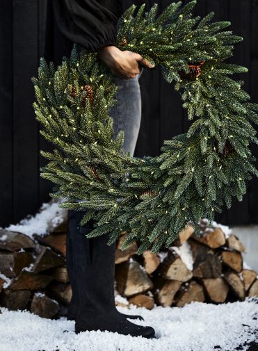 Christmas Table & Mantel Decor | Crate & Barrel Crate And Barrel Christmas, Spruce Wreath, Christmas Palette, Norway Spruce, Christmas Throw Blanket, Bottle Brush Christmas Trees, Christmas Porch Decor, Xmas Tree Decorations, Christmas Greenery