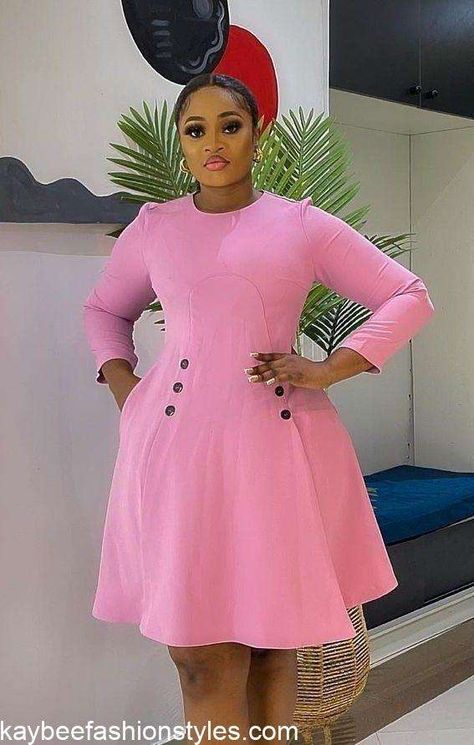 Short Flare Gown Styles, English Gowns, Choir Outfits, Short Flare Gown, Kampala Gown Styles For Ladies, Fancy Jumpsuits, Flare Gown Styles, Working Girl Outfits, Official Wear