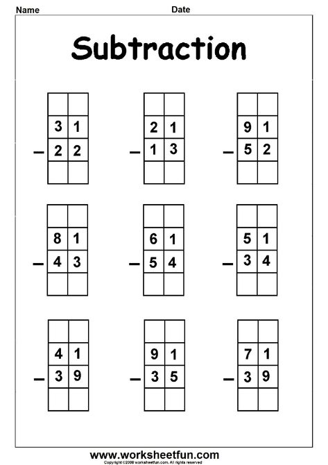 2 Digit Borrow Subtraction – Regrouping – Beginner Worksheets - 5 Worksheets Subtraction With Borrowing, Subtraction With Regrouping Worksheets, Math Subtraction Worksheets, Regrouping Subtraction, Touch Math, Subtraction With Regrouping, Free Printable Math Worksheets, Math Subtraction, Addition And Subtraction Worksheets