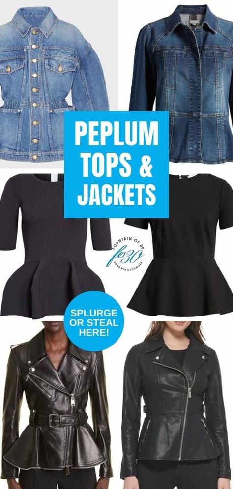 Peplum Top Outfits 2023, Peplum Leather Jacket Outfit, Peplum 2023, Short Leather Skirt Outfit, Peplum Leather Jacket, Peplum Top Outfits, Peplum Coat, Short Sleeve Peplum Top, Short Leather Skirts