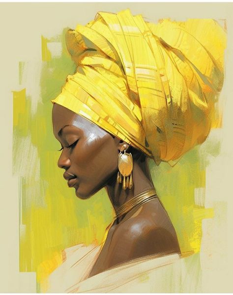 Black Portrait Art, Black Artists Artworks, Portrait Palette, Black Woman Portrait, African Portraits Art, African Woman Art, African Women Painting, African Headwrap, Africa Art Design