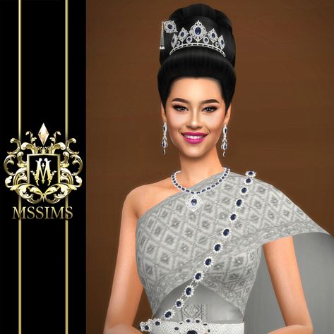 PATTHAMA SET | MSSIMS4 on Patreon Sims 4 Pageant Cc, Sims Lookbook, Crown Earrings, Taking Care Of Yourself, Thai Dress, Sims 4 Game, Pageant Dress, Sims 4 Cc Finds, Ts4 Cc