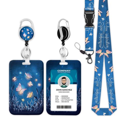 Lanyard Blue, Teacher Office, Nursing Teacher, Retractable Id Badge Holder, Id Badge Reels, Office Office, Carabiner Clip, The Badge, Quick Release Buckle