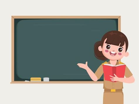 Teacher in classroom pointing to chalkbo... | Free Vector #Freepik #freevector #school #people #education #woman Teacher In Classroom, Class Background, Animated Teacher, Teachers Illustration, Woman Teacher, Teacher Picture, About Teacher, Teacher Cartoon, Blooms Taxonomy