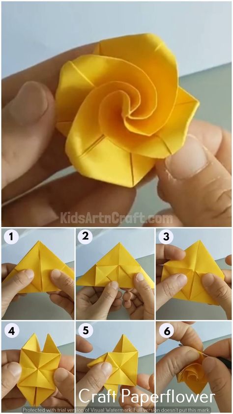 Crafting-ideas crafts ideas crafted gifts Rose Origami Tutorial Easy, Rose Origami Tutorial, Origami Rose Step By Step, Origami Rose Easy, Origami Rose Tutorial, Origami Flowers Easy, Easy Origami Rose, Origami Roses, Folded Paper Flowers