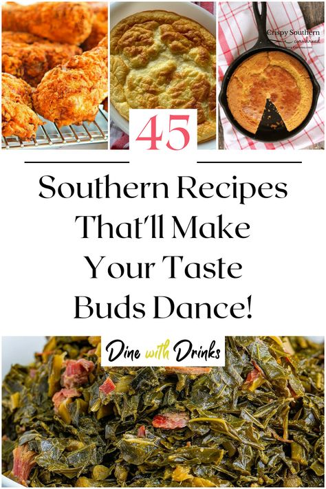 Collage of 4 southern recipes. Carolina Caviar Recipe, Best Southern Recipes, Southern Cooking Soul Food, Fish Biscuits, American Cuisine Recipes, Cooking Soul Food, Southern Comfort Recipes, Classic Southern Recipes, Southern Cooking Recipes