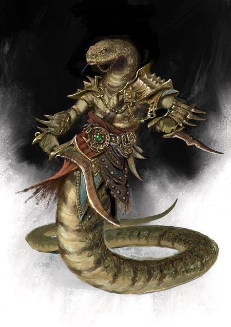 Yuan Ti Abomination Art, Yuan Ti Druid, Yuan Ti Abomination, Yuan Ti Character Art, Naga Warrior, Dnd Yuan Ti, Jade Warrior, Snake People, Tomb Of Annihilation