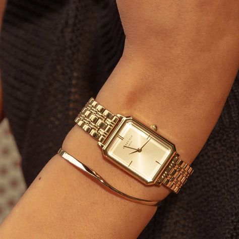 Octagon Gold watches luxury Square Womens Watch, Rosefield Octagon Xs, Gold Accessories Women, Elegant Gold Watch, Womens Watches Luxury Classy, Gold Rectangle Watch, Square Gold Watch, Rosefield Watches Women, Classic Watches Women